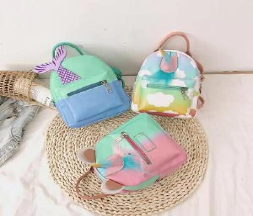 Mermaid Unicorn Tail Backpack Kobiety Pu słodkie nastolatki kreskówkowe torba na ramię kolorowe mini dziewczęta podróżne szkoła na zewnątrz pn. AAA167230659