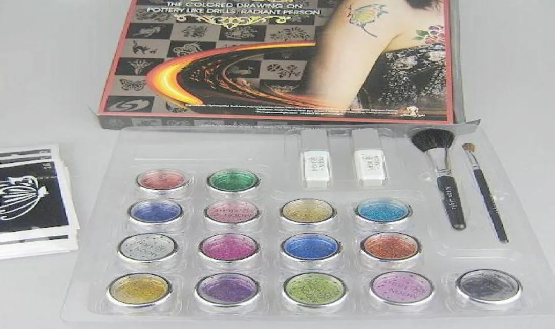Kit Deluxe per tatuaggi Pro Body Painting 1 set Kit di fornitura di 15 colori Kit per tatuaggi body art BALK155683810