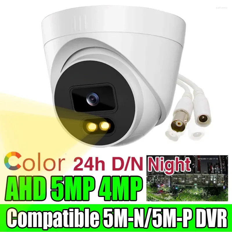 Caméra dôme de vidéosurveillance de sécurité à Vision nocturne polychrome AHD 5MP 4MP, éclairage Led lumineux Coaxial numérique d'intérieur pour la télévision à domicile