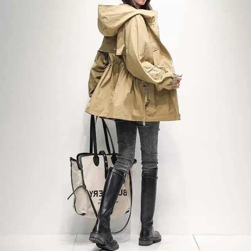 Women's Trench Coats Spring/Summer Hooded Jacket Commuter Work Coat