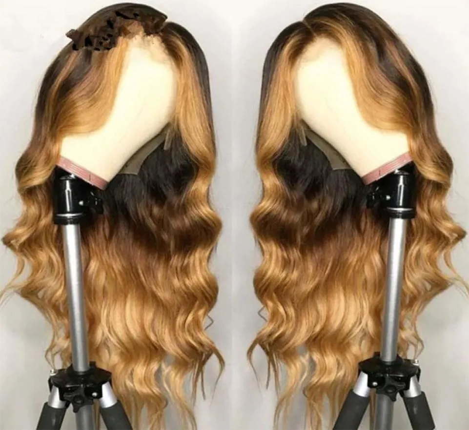 Honung blondin full spets mänskliga hår peruker färgade hd frontal peruk ombre höjdpunkt 150 360 front brasilianska förplucked diva13849756