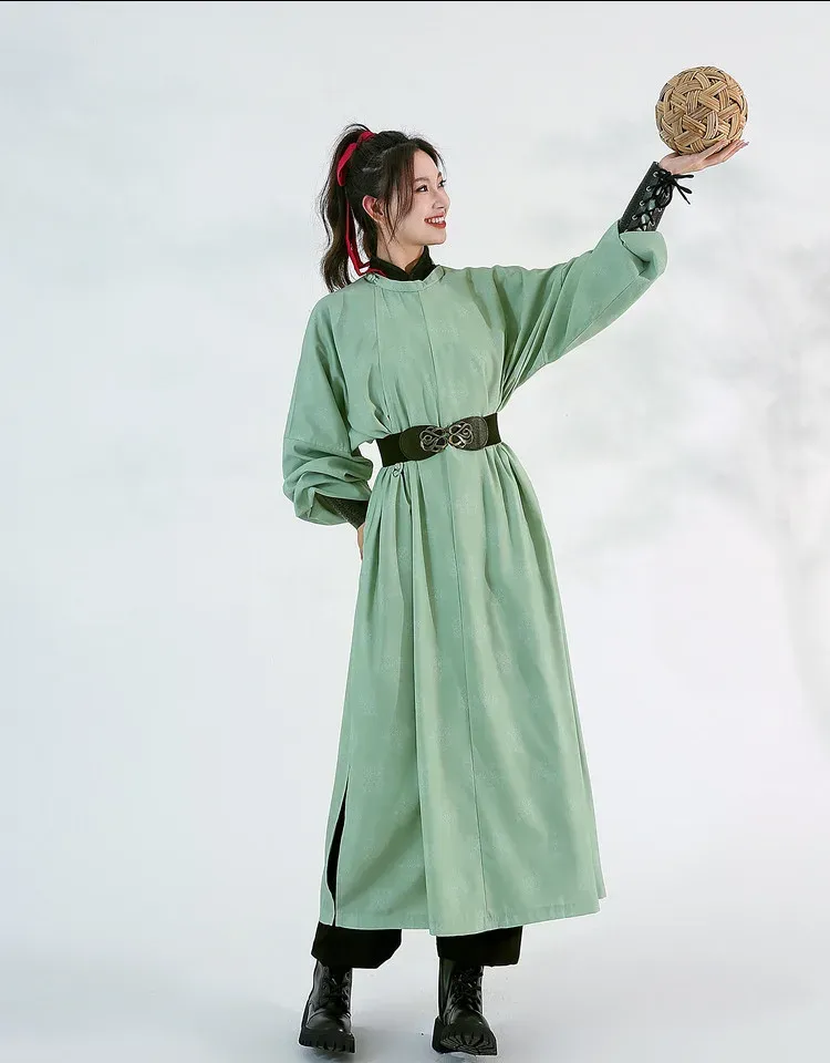 Dress Warrior Hanfu Round Necked Robe Hanfu för män Kinesisk traditionell etnicstyle samurai party cosplay svärdman kostym