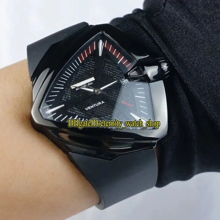 Luxo nova edição h24615331 ventura xxl automático preto malha dial 316l caso de aço inoxidável relógio masculino pulseira borracha esporte wa301p