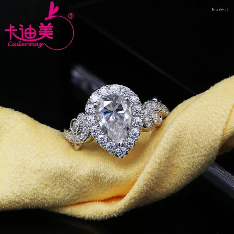 클러스터 반지 Cadermay Luxury Stlye 7x10mm 배 컷 흰색 D VVS Moissanite Diomond