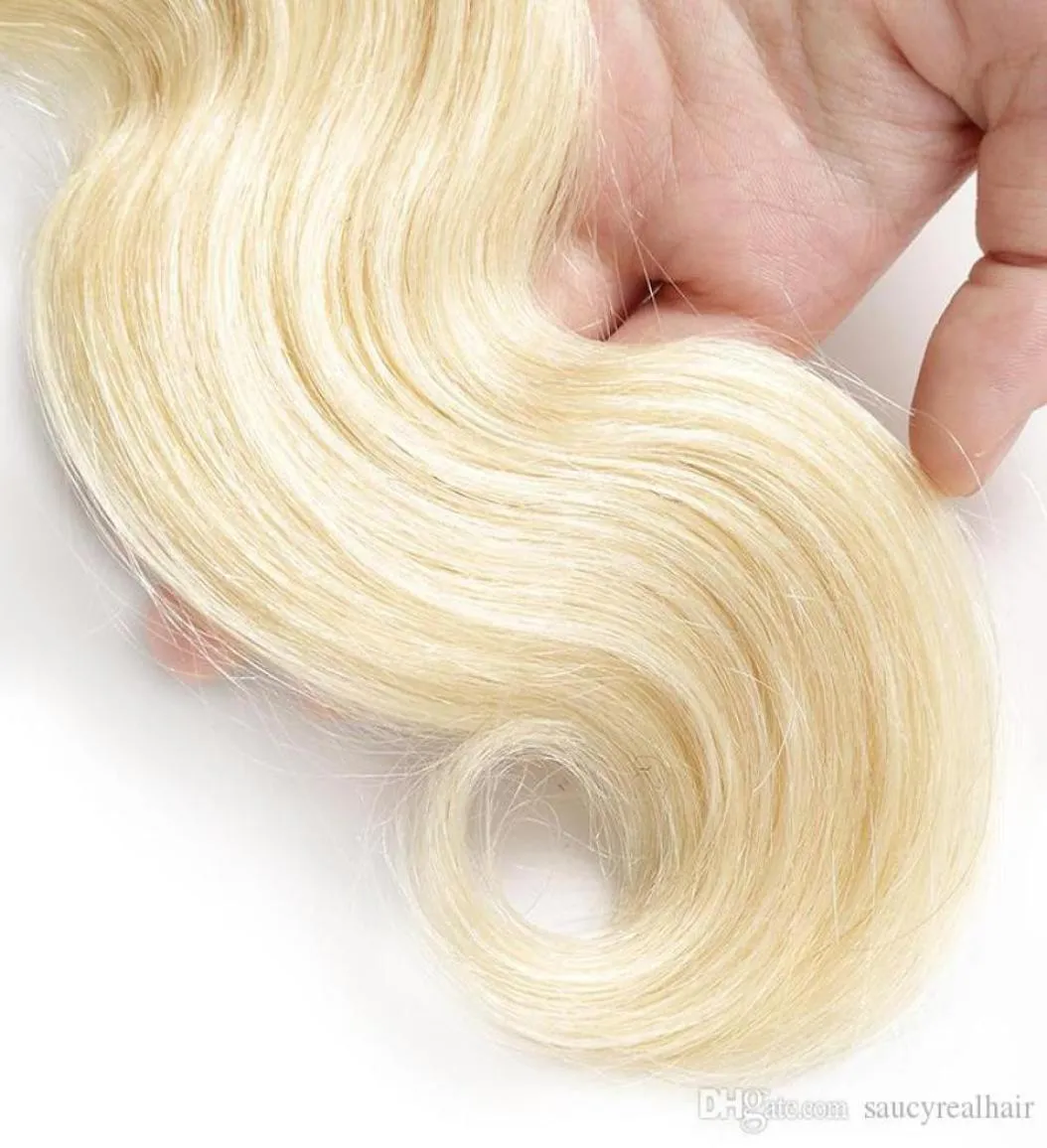 3 pcs lot vague de corps cendre blonde brésilienne européenne vierge cheveux humains bundle 613 extension de cheveux dhl1869314