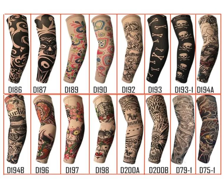 Slumpmässigt trendiga unisex utomhussport Antiuv falska tatueringärmar Motorcykel vandring arm skydd varma strumpor tillfälliga 5661902