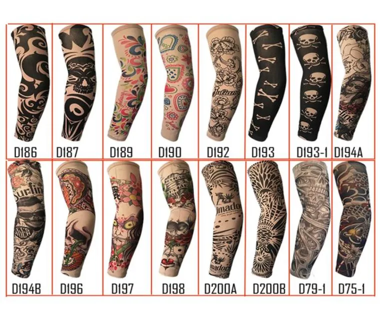 Randomly Trendy Unisex Outdoor Sport AntiUV Fake Tattoo Sleeves Motorcycle Hiking Arm Protective Warm Stocking Sleeves Temporary 5661902