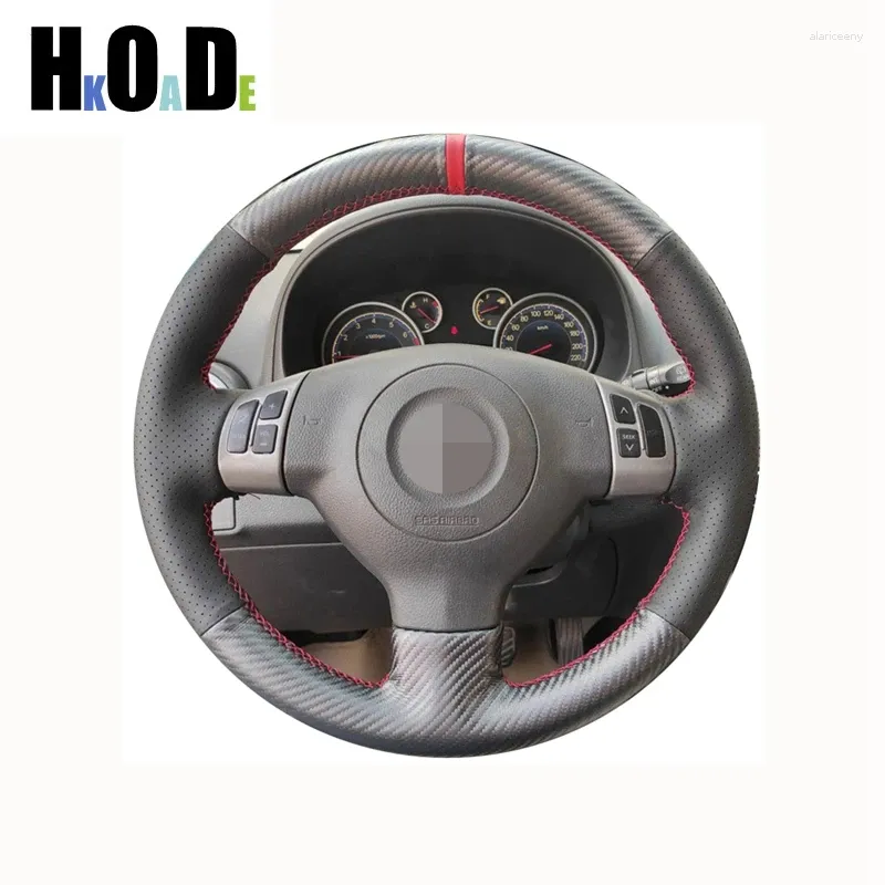 Steering Wheel Covers Hand-stitched Black Carbon Fiber Car Cover For Suzuki Swift Sport Splash Opel Vauxhall Agila 2005-2024