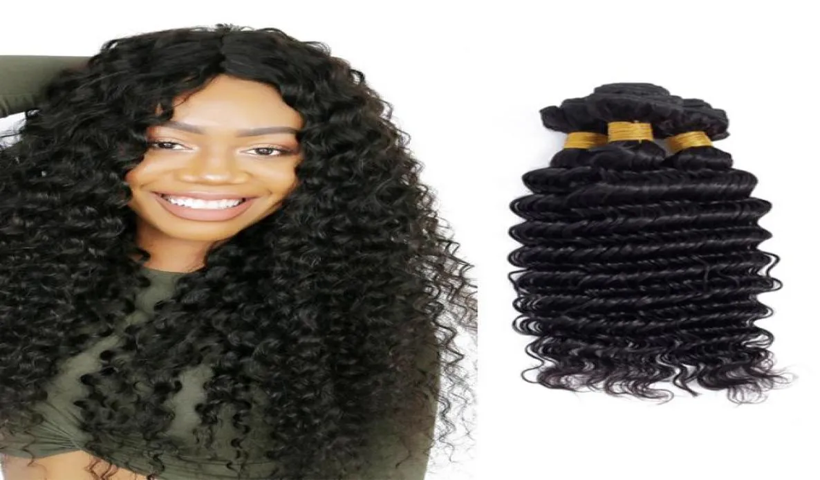 Brazilian 100 Human Hair 4 Bundles Deep Wave Double Wefts 1030inch 95100gpiece Deep Curly Four Pcs7157911