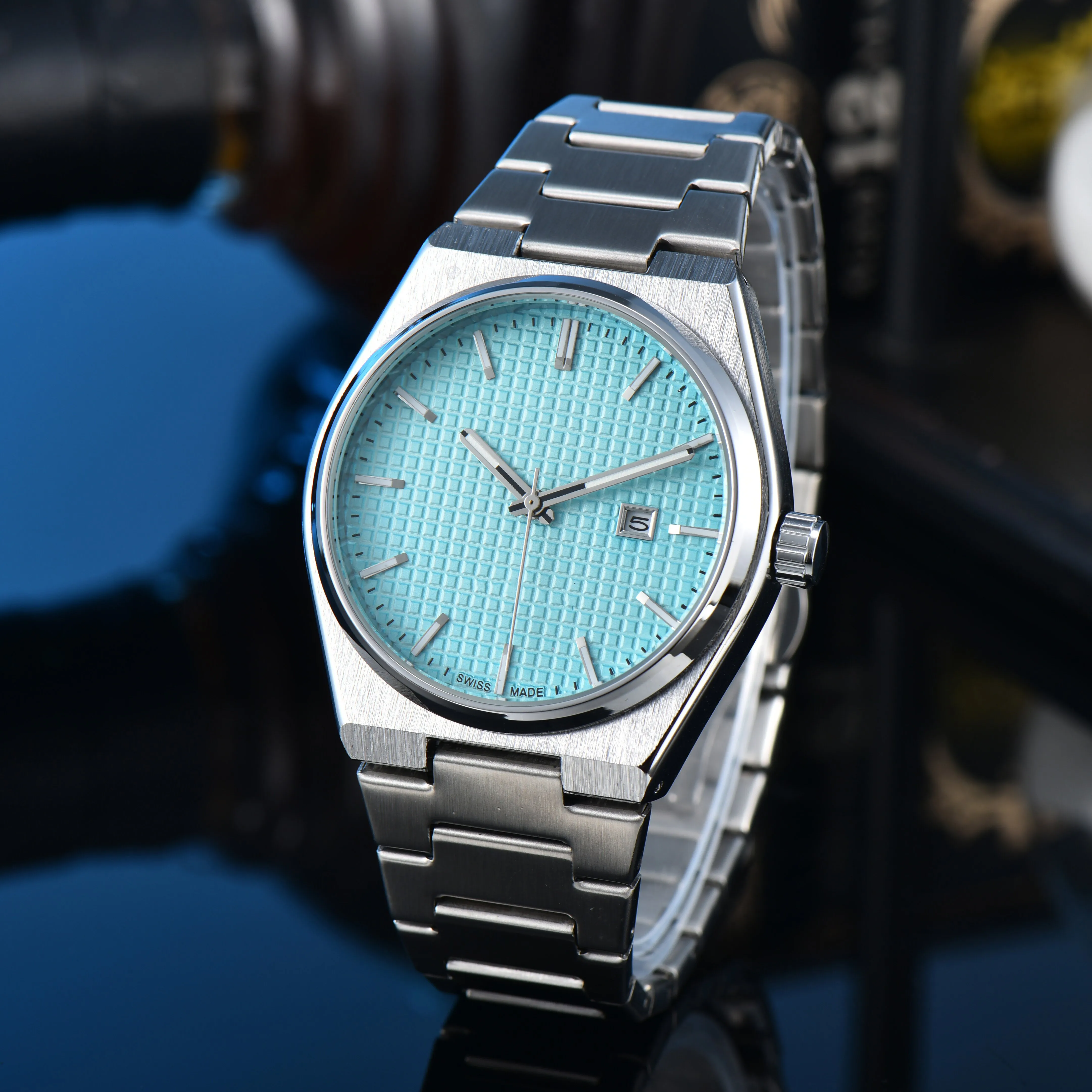 男性高品質の自動時計40mmステンレススチールウォッチカレンダー調整可能なメカニカルサファイアガラス時計レジャースポーツ女性時計