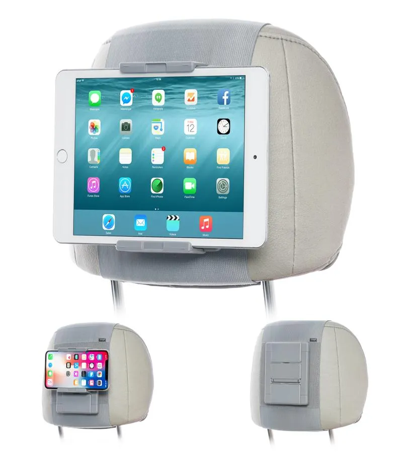 TFY Support de montage pour appuie-tête de voiture pour téléphones et tablettes compatible avec les appareils à écran de 5 à 105 pouces Gray3700024