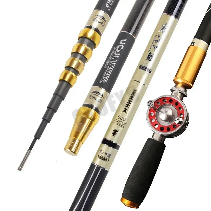 4.5M/5.4M/6.3M/7.2M/8.0M Regola la posizione Super leggera lunga dura in fibra di carbonio Canna da pesca a mano Canna da pesca telescopica Flusso 240227