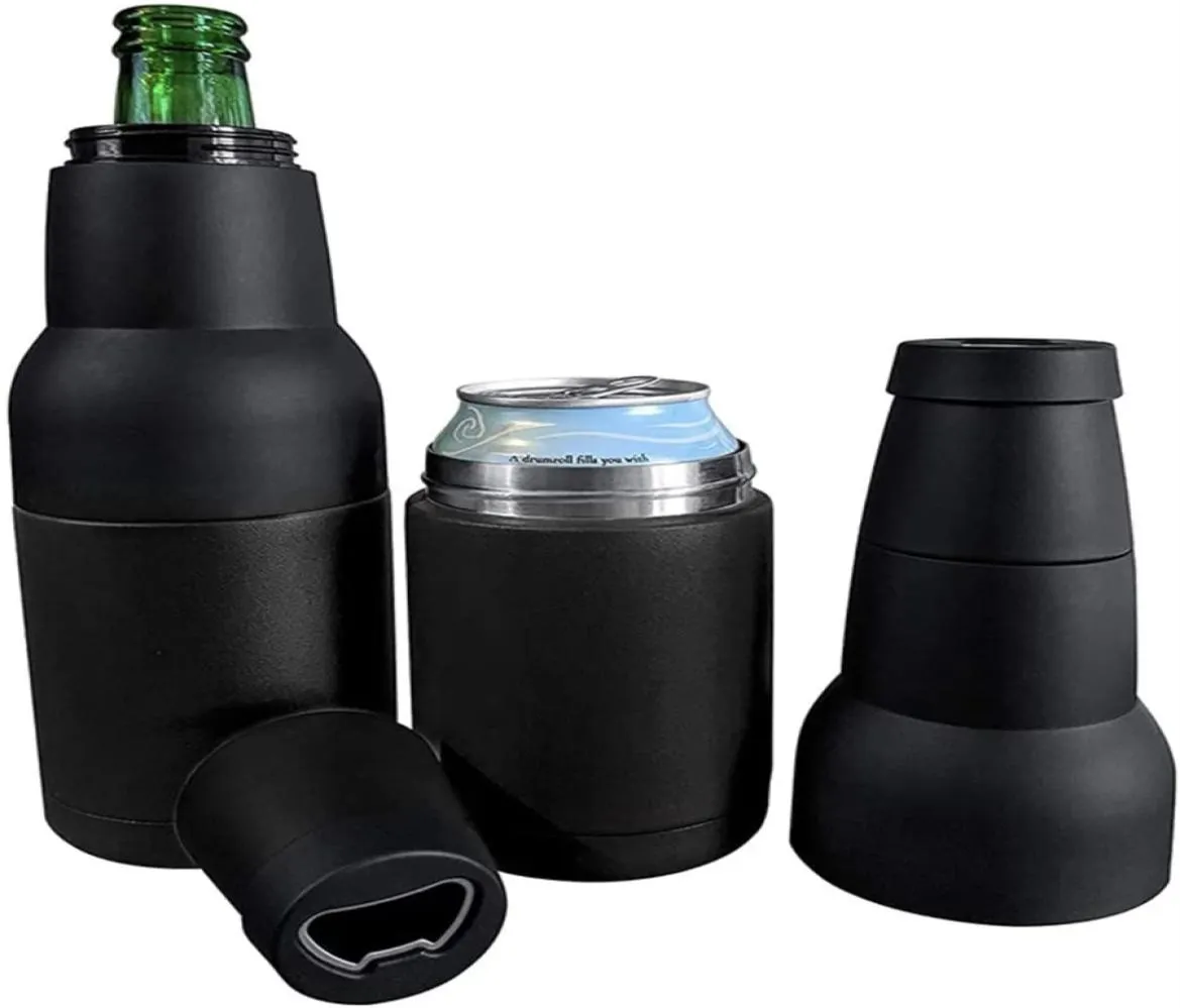 Couvercle de refroidisseur de bouteille noir en acier inoxydable à Double paroi isolé avec ouvre-bière DHL1941040
