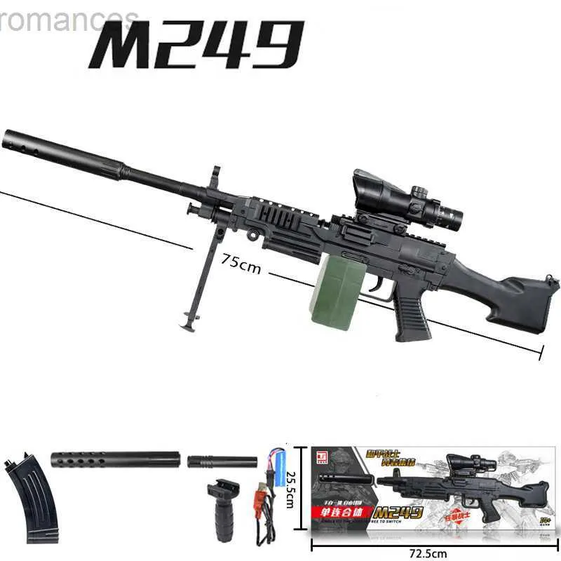 Toys Gun M249 Water Bullet Toy Gun Electric Water Gel Gun Military Launcher Model Colorful Outdoor Game Props Toy Paintball Gun For Boys 240306