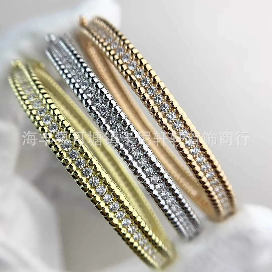 V Bangle V Armeletv Gold Bead Edge Row Diamond Armband High Version Kaleidoscope Full Sky Star smal version Versatile Round Ball Armband för kvinnor