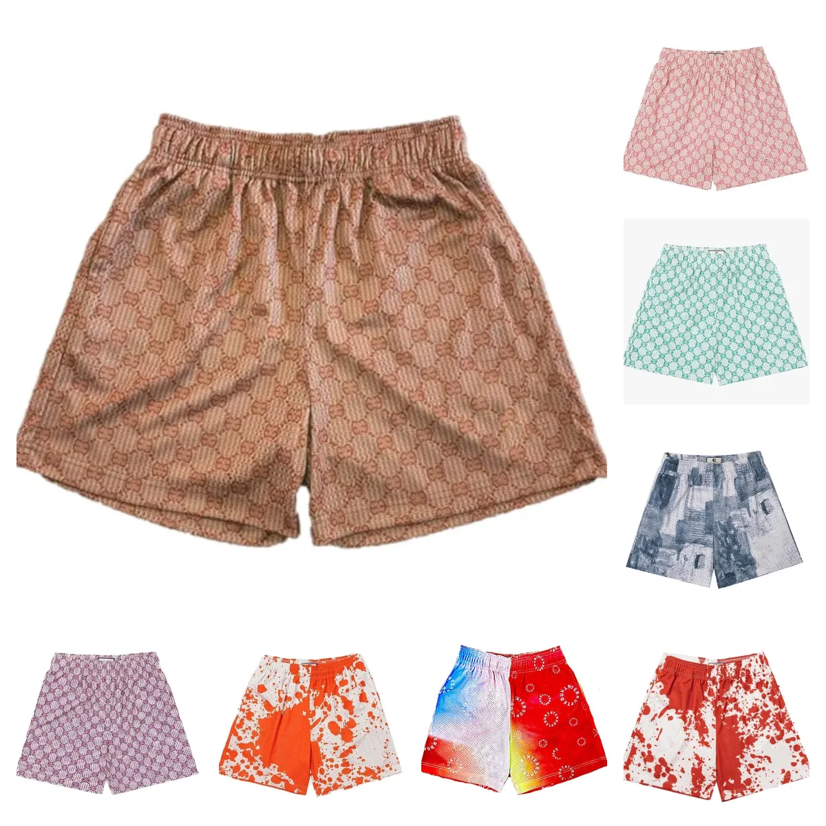 Emmanuels-Shorts, Designer-Badeshorts für Herren, Designer-Badeshorts von Emmanuels, Strand-Badeshorts, entspannte mittelschwere Shorts mit Kordelzug, Stickerei, geometrisch, lässig, für Zuhause