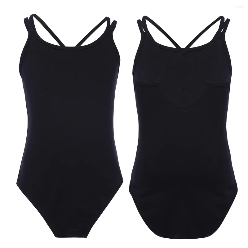 Palco desgaste ballet collant para crianças meninas algodão espaguete cinta crisscross dança bodysuit crianças maiô ginástica dancewear