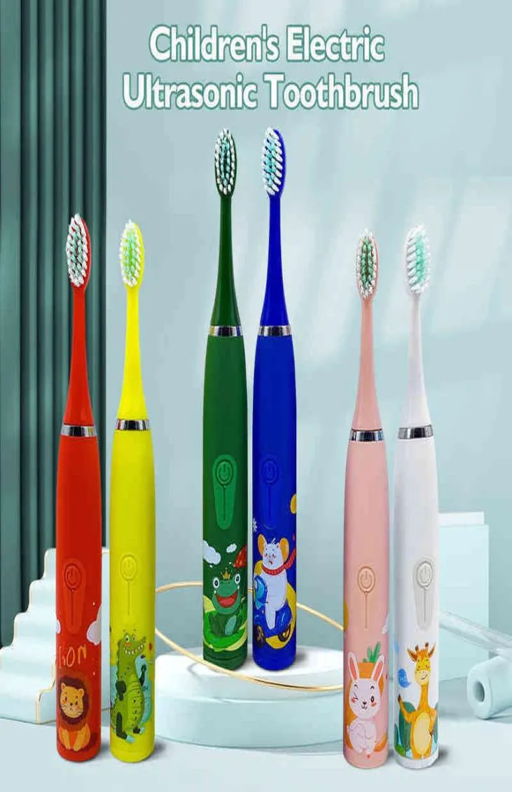 Brosse à dents électrique enfant enfants brosse à dents pour enfants nettoyeur de dents avec 6 têtes de brosse brosse à dents filles garçons bébé doux 2 minutes minuterie 03152405243