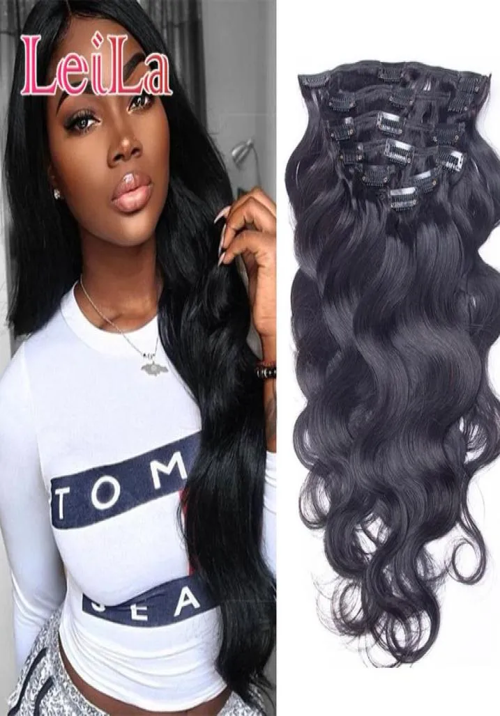 Full Head Clip In Human Hair Extensions Natural Black Hair Clip In 100140g Peruvian Body Wave Hair Clip in Extensions7874298