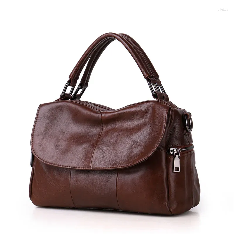 Evening Bags High Quality Red Grey Brown Black Top Grain Genuine Leather Women Handbag Girl Lady Shoulder Messenger Female Tote M8916