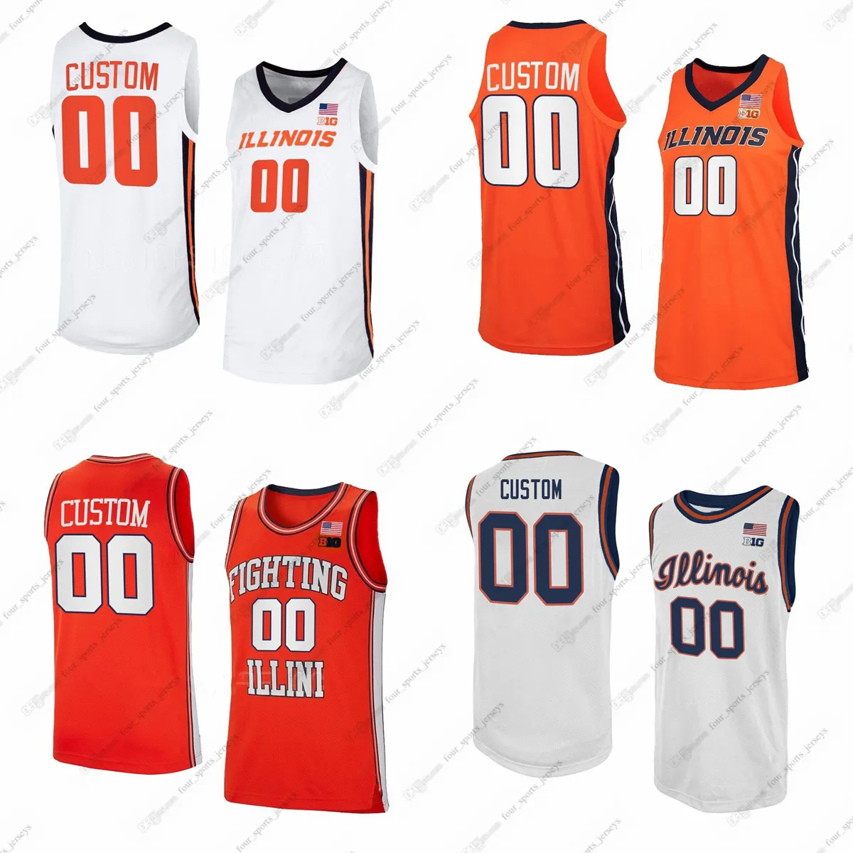 Anpassad NCAA Illinois Fighting Illini College Basketball Jerseys Dain Dainja Marcus Domask Dra Gibbs-Lawhorn Luke Goode Quincy Guerrier Amani Hansberry Harmon