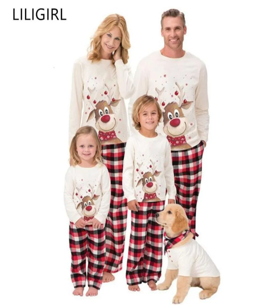 Família combinando roupas roupas pijamas de natal conjunto natal adulto crianças bonito festa pijamas pijamas dos desenhos animados veados pijamas terno y26277286