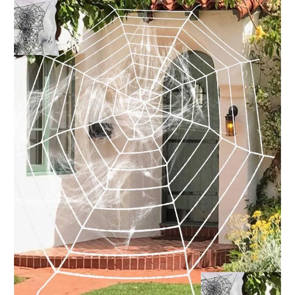 Autres fournitures de fête festive Toile d'araignée extensible Halloween Toile d'araignée Terreur Décoration Bar Maison hantée Araignées Web Décor P0827367864 Dhhtk