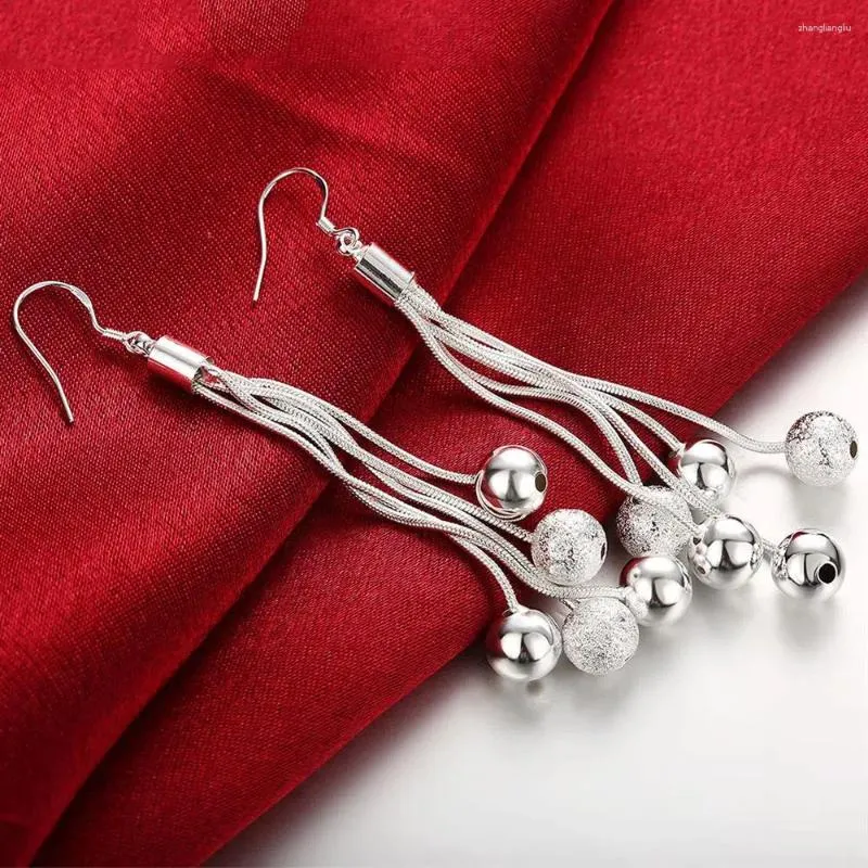 Dangle brincos tendência 925 prata esterlina para mulheres moda jóias borla pendurado contas longo senhora festa presentes de férias