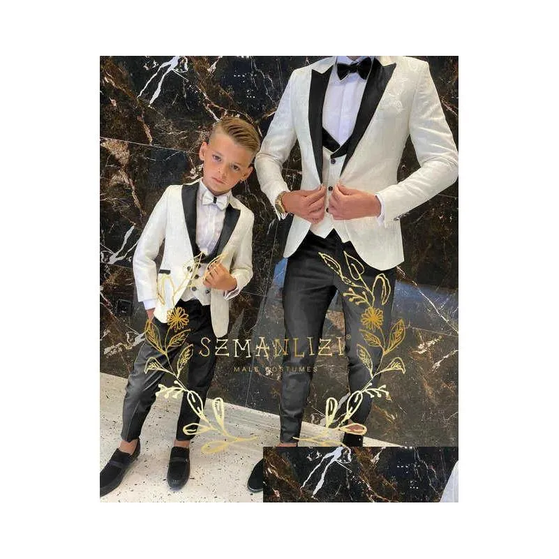 Clothing Sets Floral Pattern Boy Formal Suits Dinner Tuxedos Little Boys Groomsmen Kids For Wedding Party Prom Suit Wear Ensembles De Dh0P9
