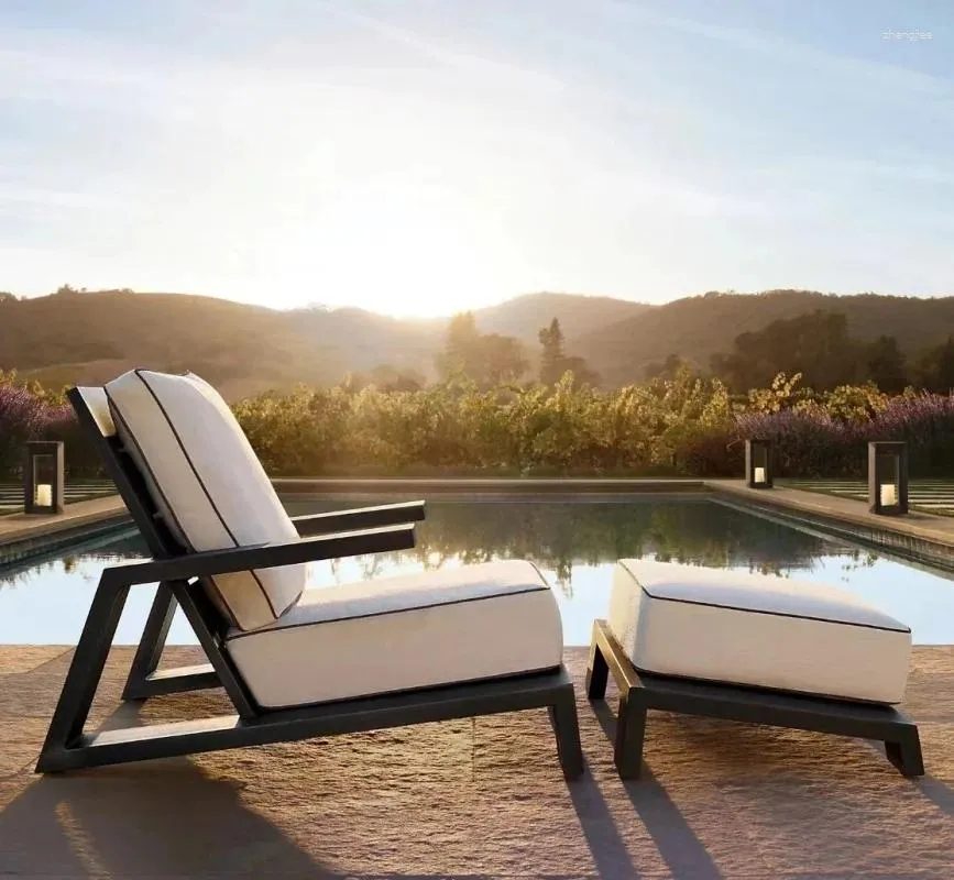 Lägermöbler modern trädgård Jardin aluminium soffa uppsättning uteplats vid poolen
