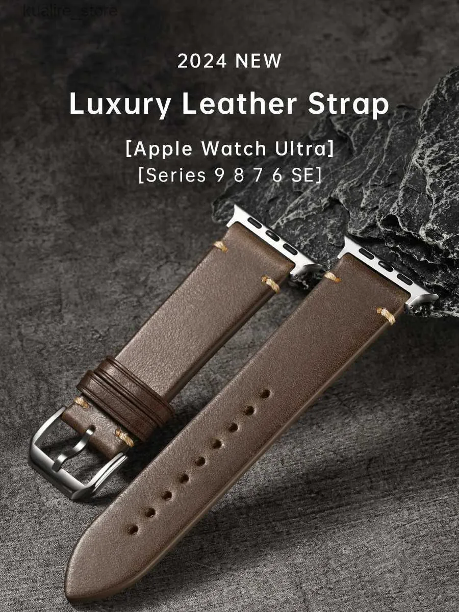 Cinturini per orologi Cinturino in pelle di lusso per Apple Ultra 49mm Serie 9 8 7 6 SE 45mm 44mm 41mm 40mm Accessori Cinturini L240307