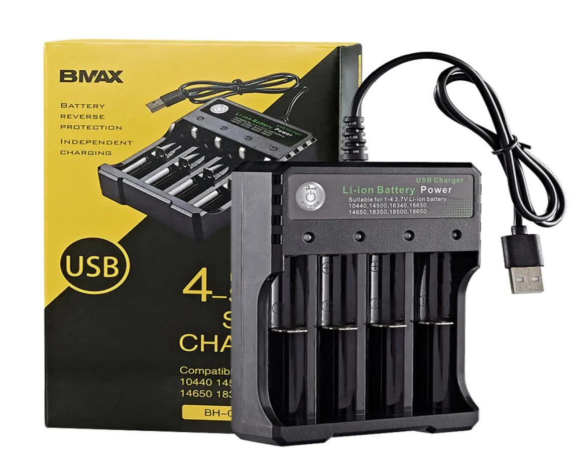 Caricabatterie per batterie al litio 18650 con cavo USB 4 3 2 1 Slot di ricarica per caricabatterie ricaricabili 26650 18490 18350 Smart Int4415190