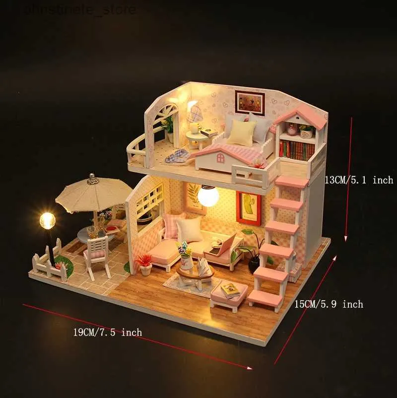 Architectuur/DIY Huis Creatieve puzzel handgemaakte DIY driedimensionale puzzel roze klein huis kinderspeelgoed meisjes tieners volwassenen 12 + geschenken