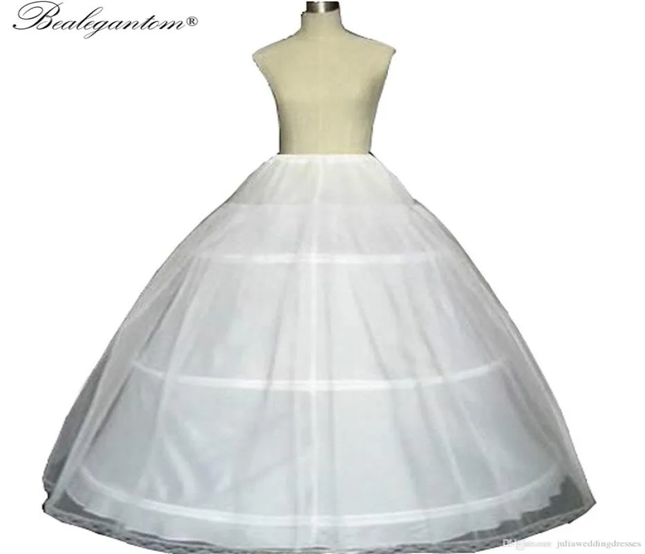 2022 Bollklänning 3 Hoops White Brud Petticoat With Lace Edge Wedding Crinoline3734120