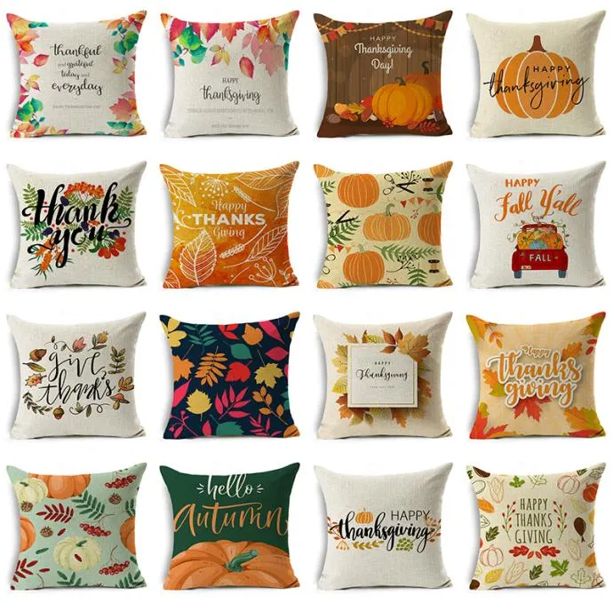 48 Styles Happy Happy Happiving Pillow Case Decor Decor Linen Give Thanks Sofa Throw Home Carcion Canvels4522605