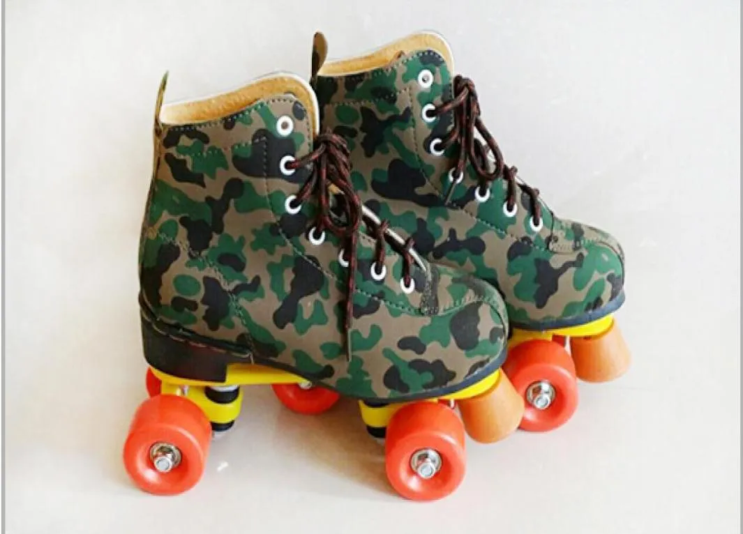 623 Jahre Camouflage Patines Skate 4 Leder Double 2 Roller Eisschnelllauf Männer Frauen Erwachsene Zapatillas con Ruedas Patin 35459138982