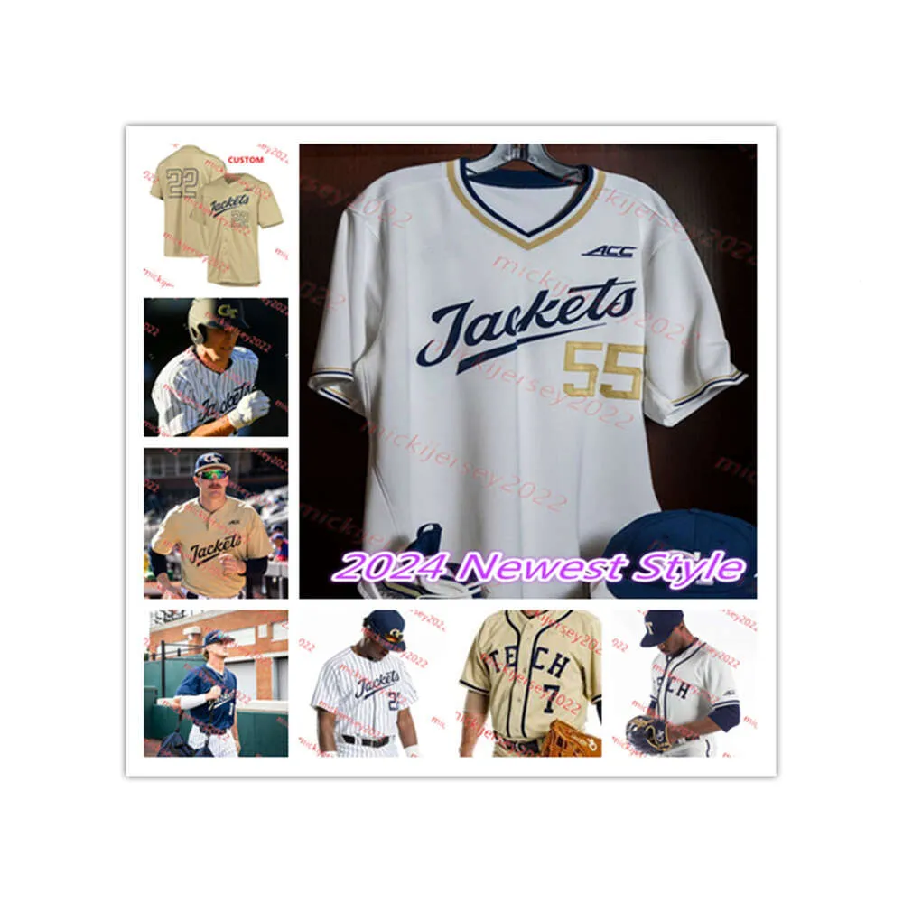 2024 Georgia Tech Yellow Jackets Baseball Jersey Custom Stitched Xander Stephens Cameron Clines Jackson Finley Andy Archer Tyler Haregeorgia Tech Jerseys