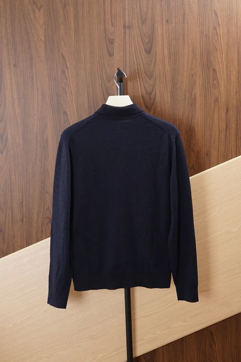 Men Polos Winter Brioni Navy Blue Real Cashmere Sevents