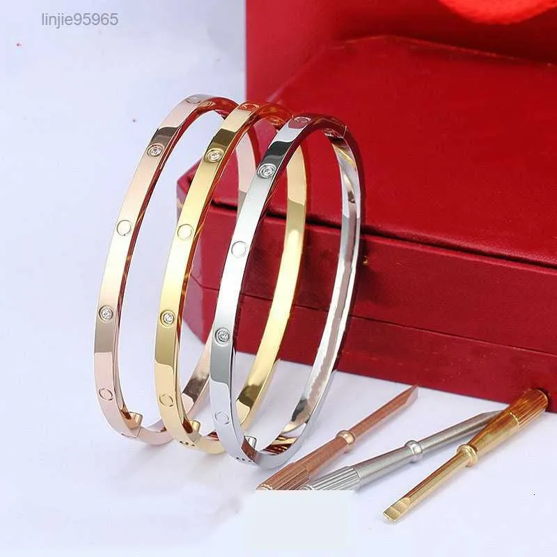 4mm Thin 6th Steel Designer Women Men Bracelet Bangles Silver Rose Bangle Couple Jewelry with Original Bag