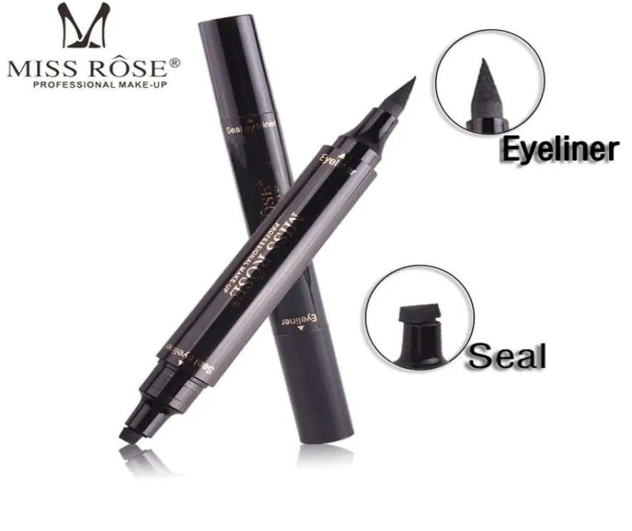 New Miss Rose Brand Eyeliner Liquid Make Up Matita Impermeabile Nero Doubleended Timbri per trucco Eyeliner Pencil7655709