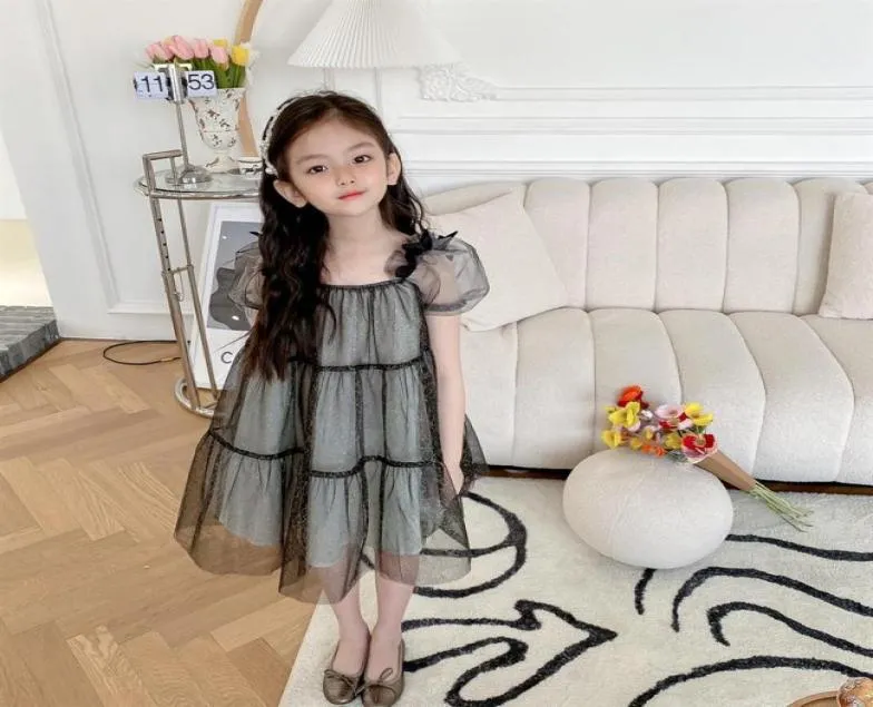 Lussuoso pizzo per bambini Ragazze vestono Estate Bambini Neonata Abiti da festa in filo d'oro Baby tutu nero Vestiti25374109853