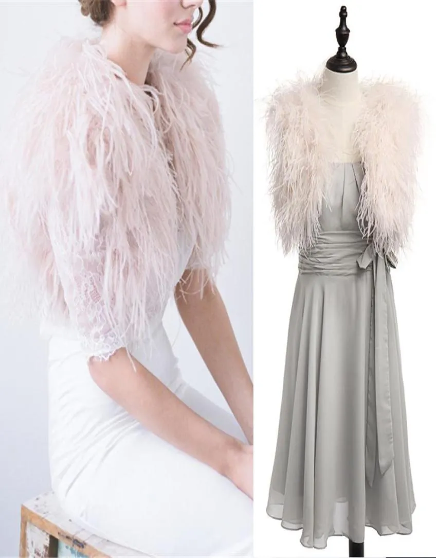 100 struś piórka Bridal Bolero Fur Fur For Lady Women Evening Suknia ślubna Druhna Druhna Fur Futra Szal na zamówienie 6401602