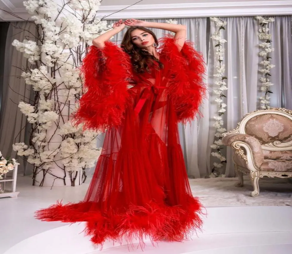 2021 Plus Taille Dames Enceintes Rouge Maternité Vêtements De Nuit Robe Plumes Chemises De Nuit Pour Poshoot Lingerie Peignoir De Nuit Bébé Sh3731566