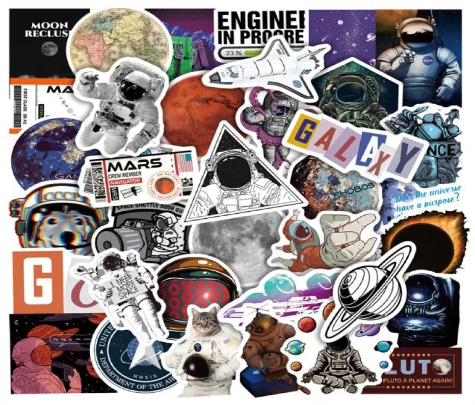 50pcs Funny NASA Astronaut Stickers whimsy Outer Space Graffiti Kids Toy Skateboard car Motorcycle Bicycle Sticker Decals Wholesal1905305