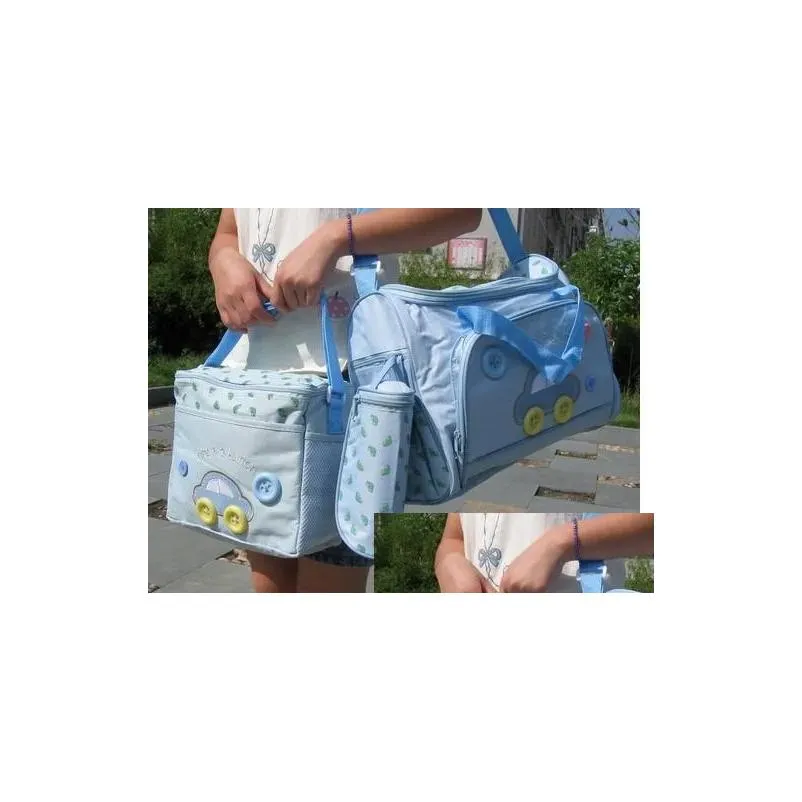 Diaper Bags 4Pcs/Set Mummy Bag Mti-Function Mommy Baby Diapers Nappies Large Capacity Changing Small Pad Bottle Holder Set 3Color1 Dr Dhvie