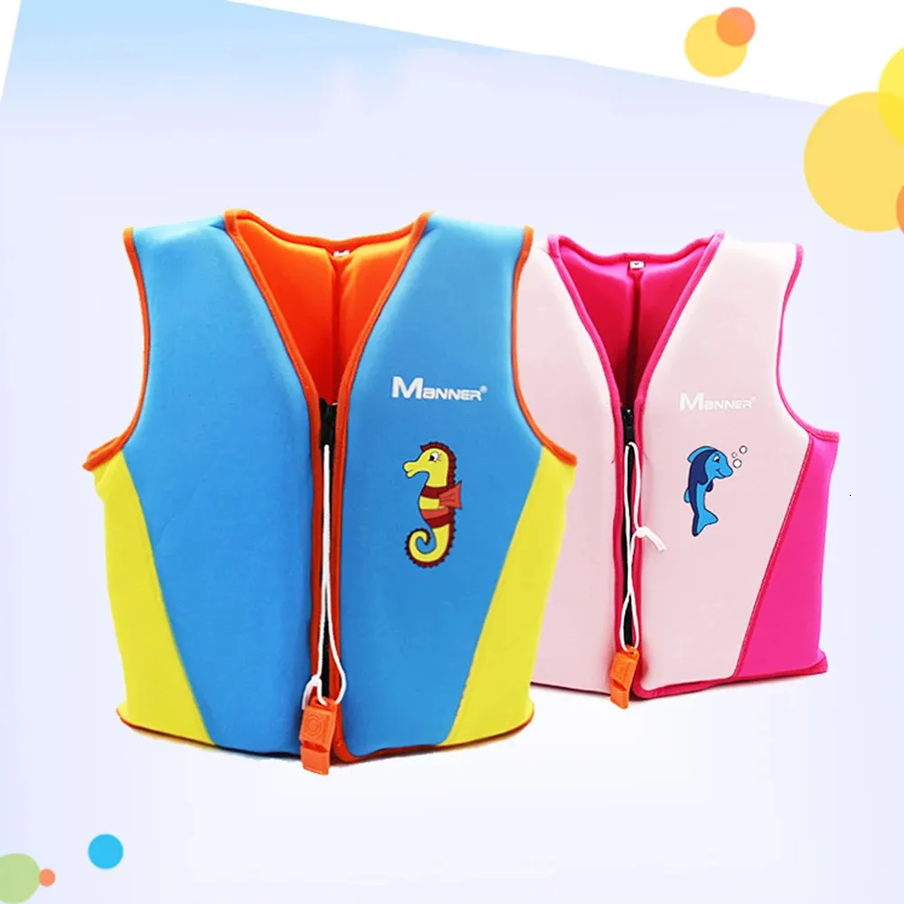 Kinder-Auftriebs-Überlebensanzug, aufblasbare Neopren-Wassersport-Schwimmweste, leicht, mit Notfallpfeife zum Schwimmen im Meer 240219
