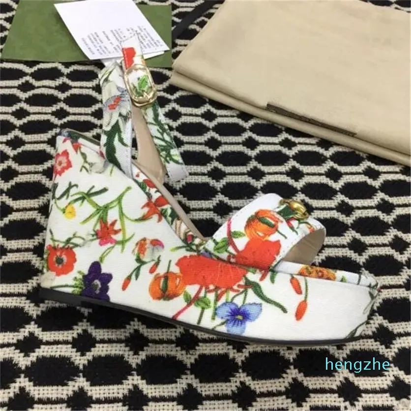 women's sandals with thick heels thick soles, ankle buckles, round toe printed fabric surface buckle, formal dress, casual work, party, matching size 35-42