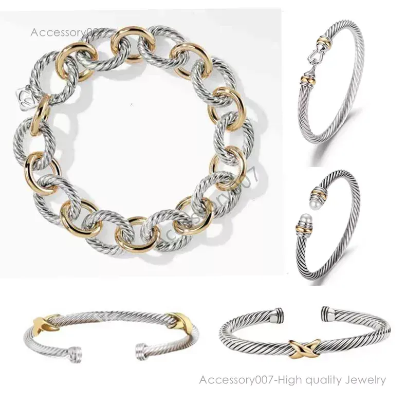 bracelet de bijoux de créateursBracelets bijoux pour femmes hommes Sier or perle tête X en forme de diamant bracelet bijoux de mode fête cadeau de noël 3MM 4MM 5MM 7MM s s