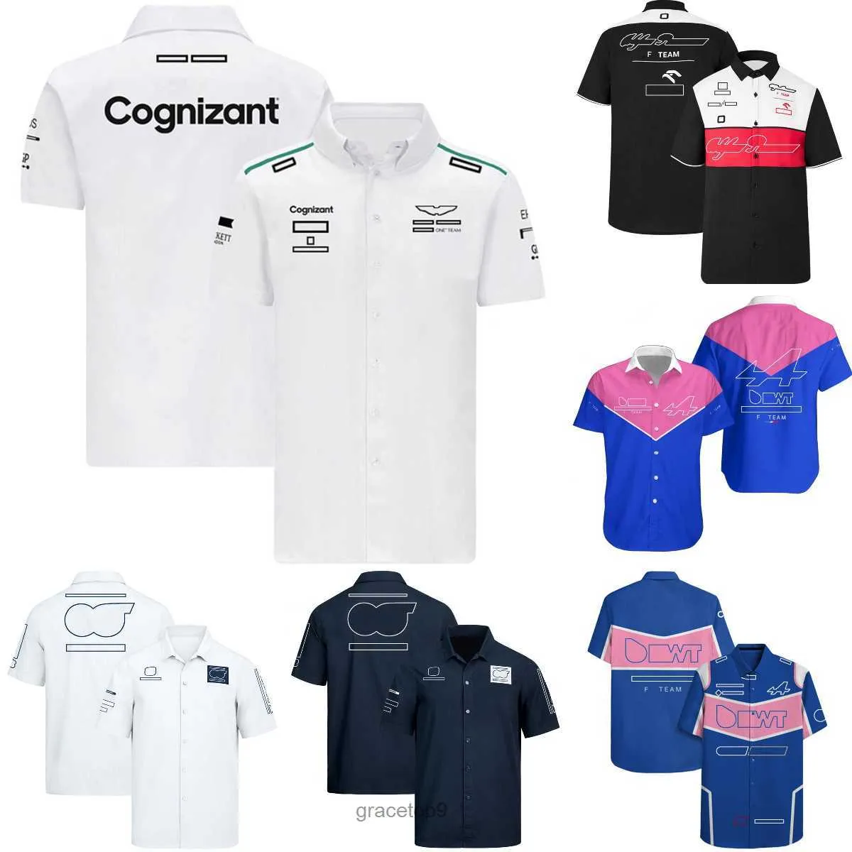 Herrpolos F1-knappskjorta Formel 1 Team Mens Polo Shirts Summer Men Breattable Casual Lapel Shirt T-shirt Male Sports Jersey Anpassningsbar xjkp