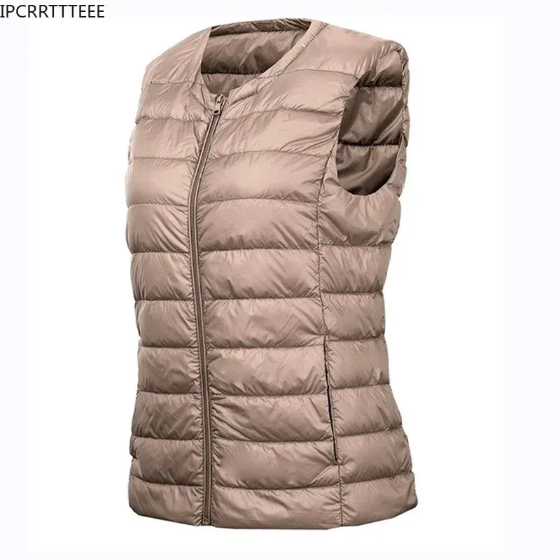 Coats S3XL Dames Ultra Light Down Vest Casual Slim Witte Duck Down Bottom Mouwloze Winter Warm Liner Big Size Clothing